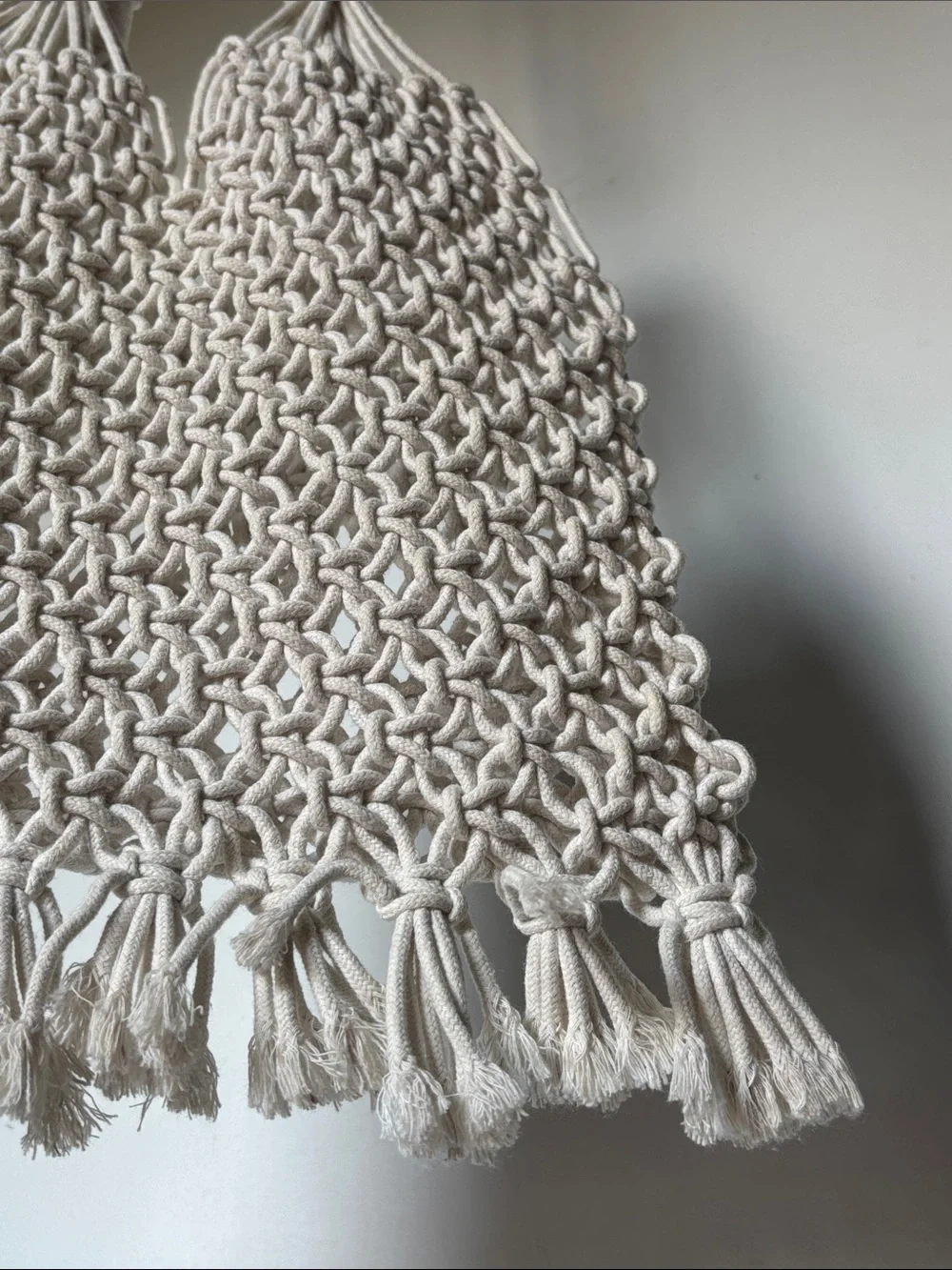 Vintage Cream Macramé Satchel Handmade 70’s